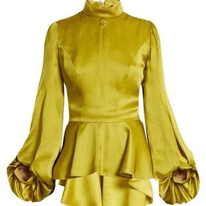 Andrew GN Chartreuse Green Satin Top – A Rare & Unique Piece (Made in France)